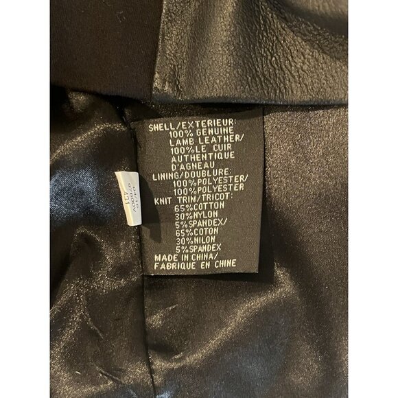 New Via Spiga Black Leather Stretch Fabric Combo Zip Moto Jacket - Picture 13 of 13